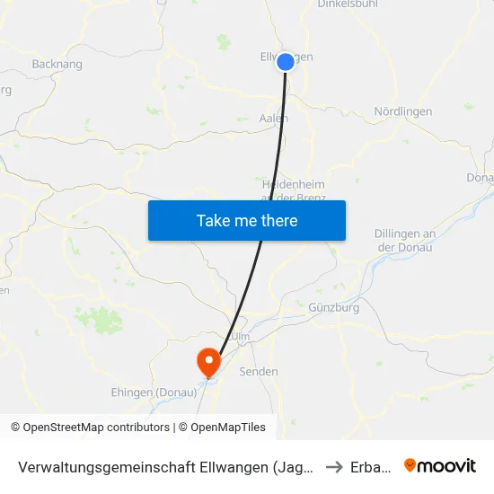 Verwaltungsgemeinschaft Ellwangen (Jagst) to Erbach map