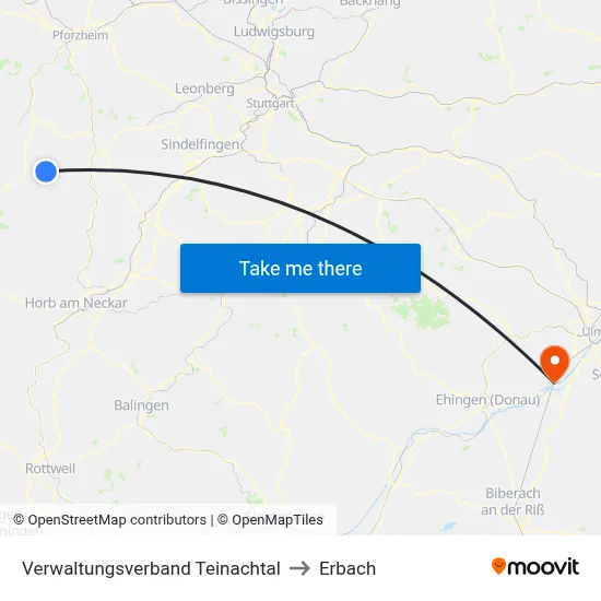 Verwaltungsverband Teinachtal to Erbach map