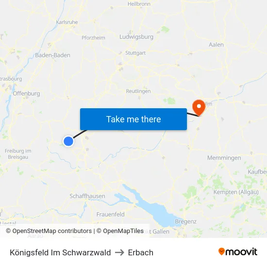 Königsfeld Im Schwarzwald to Erbach map
