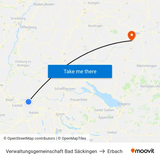 Verwaltungsgemeinschaft Bad Säckingen to Erbach map