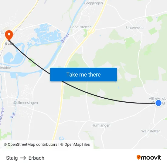 Staig to Erbach map