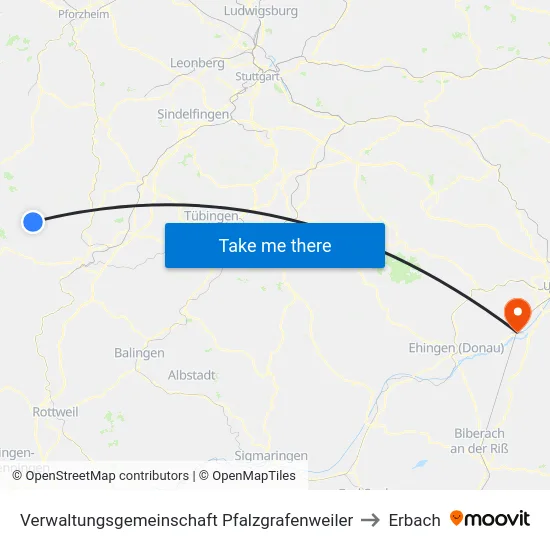 Verwaltungsgemeinschaft Pfalzgrafenweiler to Erbach map