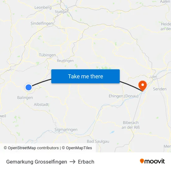 Gemarkung Grosselfingen to Erbach map