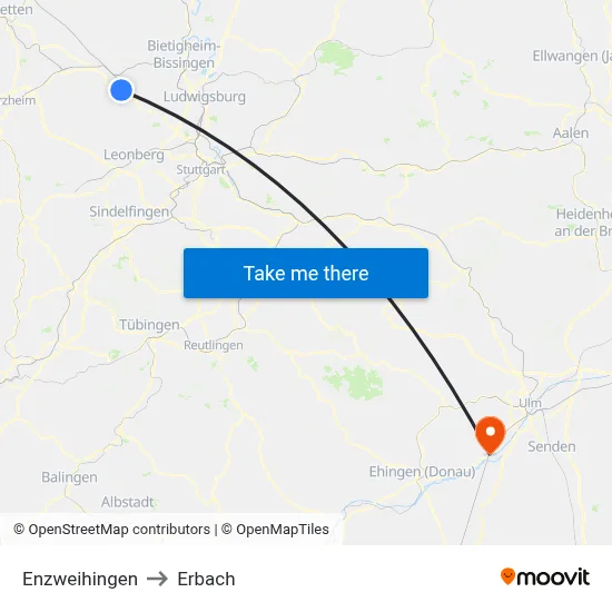 Enzweihingen to Erbach map