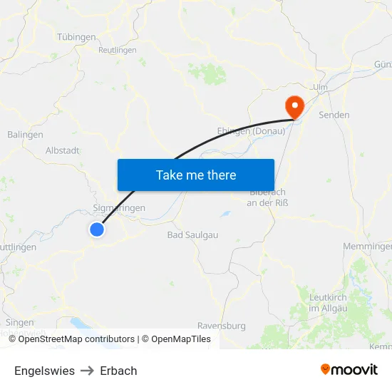 Engelswies to Erbach map