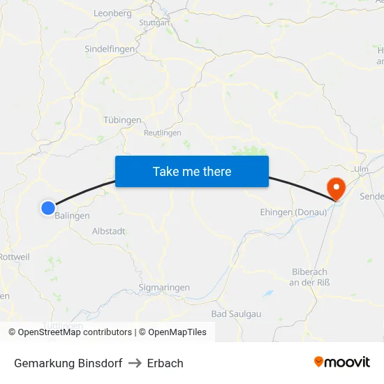 Gemarkung Binsdorf to Erbach map