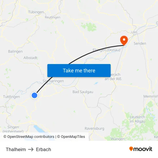 Thalheim to Erbach map