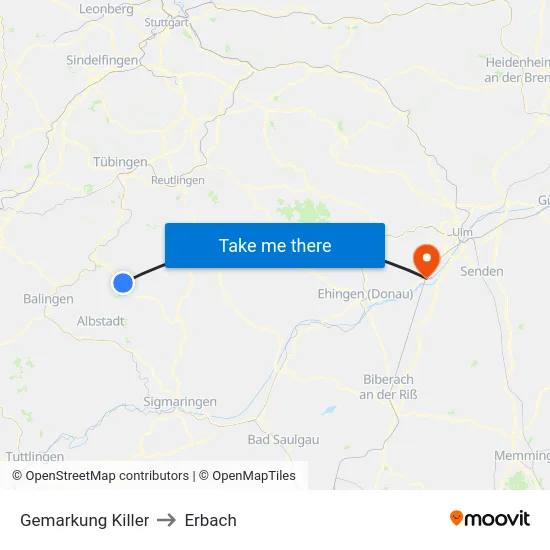 Gemarkung Killer to Erbach map