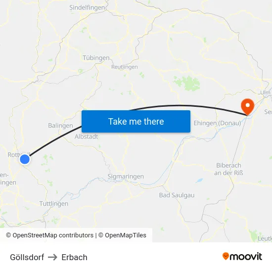 Göllsdorf to Erbach map