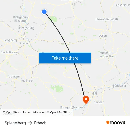 Spiegelberg to Erbach map