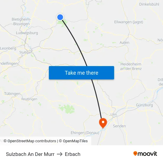 Sulzbach An Der Murr to Erbach map