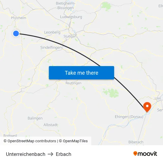 Unterreichenbach to Erbach map