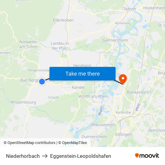 Niederhorbach to Eggenstein-Leopoldshafen map