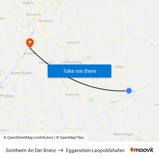 Sontheim An Der Brenz to Eggenstein-Leopoldshafen map