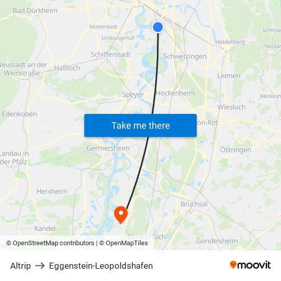 Altrip to Eggenstein-Leopoldshafen map