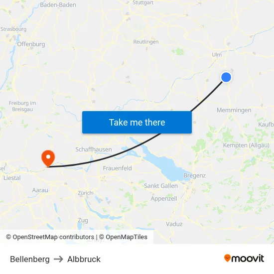 Bellenberg to Albbruck map