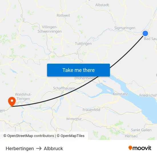 Herbertingen to Albbruck map