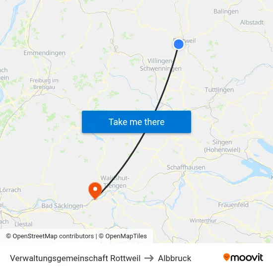 Verwaltungsgemeinschaft Rottweil to Albbruck map