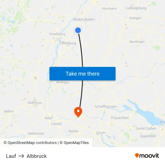Lauf to Albbruck map