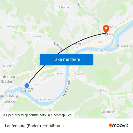 Laufenburg (Baden) to Albbruck map