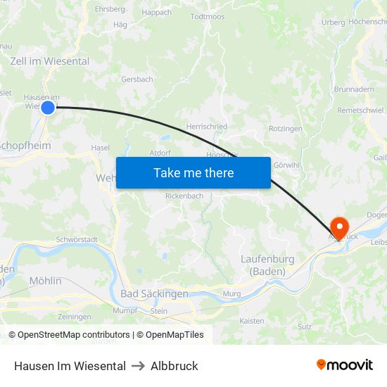 Hausen Im Wiesental to Albbruck map