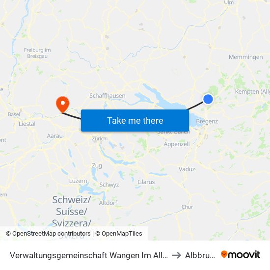 Verwaltungsgemeinschaft Wangen Im Allgäu to Albbruck map