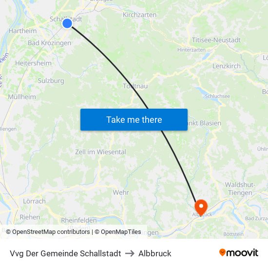 Vvg Der Gemeinde Schallstadt to Albbruck map