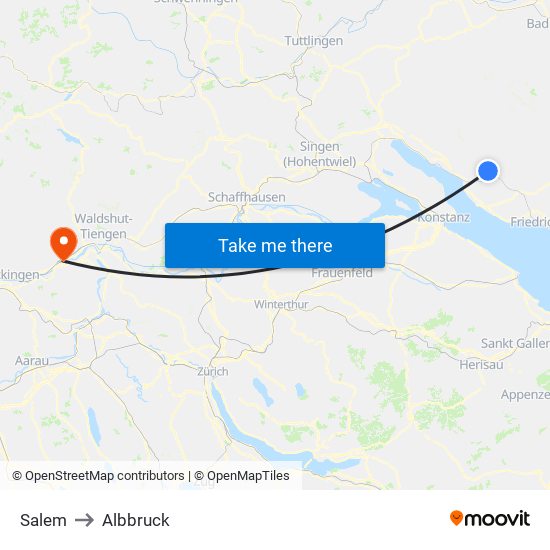 Salem to Albbruck map