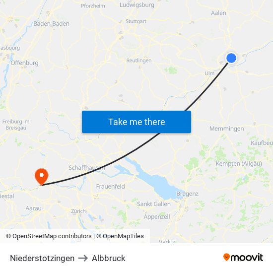 Niederstotzingen to Albbruck map