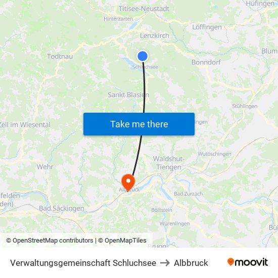 Verwaltungsgemeinschaft Schluchsee to Albbruck map