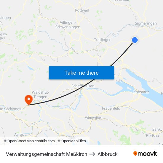 Verwaltungsgemeinschaft Meßkirch to Albbruck map
