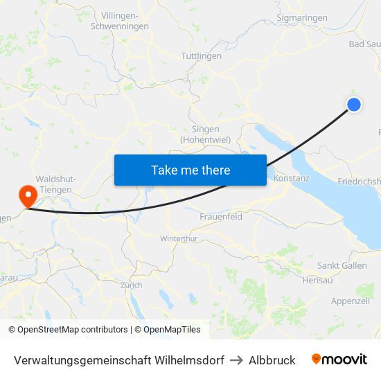 Verwaltungsgemeinschaft Wilhelmsdorf to Albbruck map