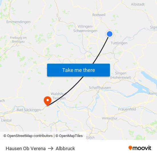 Hausen Ob Verena to Albbruck map