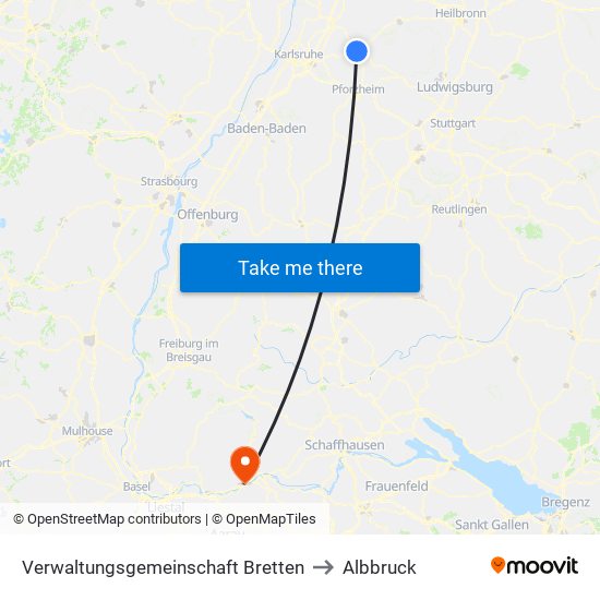 Verwaltungsgemeinschaft Bretten to Albbruck map