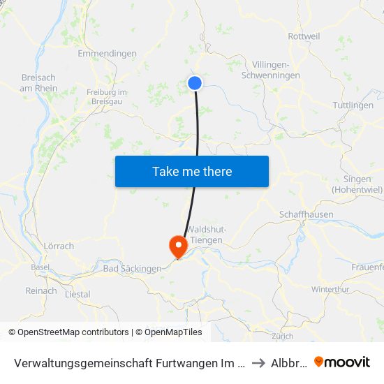 Verwaltungsgemeinschaft Furtwangen Im Schwarzwald to Albbruck map