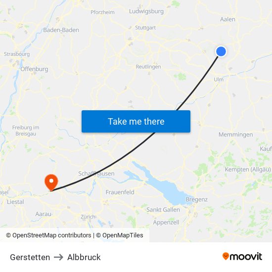 Gerstetten to Albbruck map