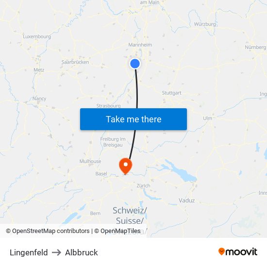 Lingenfeld to Albbruck map