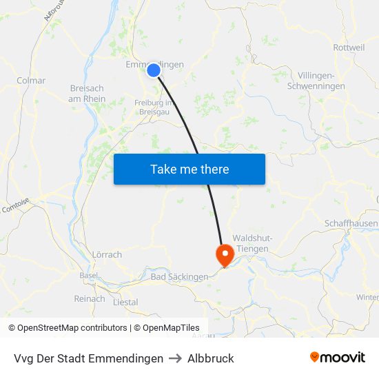 Vvg Der Stadt Emmendingen to Albbruck map