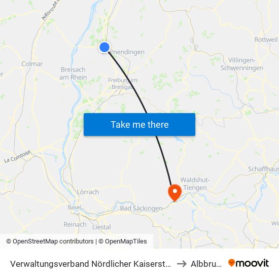 Verwaltungsverband Nördlicher Kaiserstuhl to Albbruck map