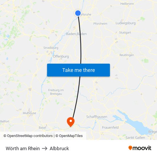 Wörth am Rhein to Albbruck map