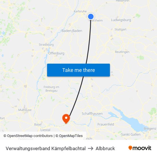 Verwaltungsverband Kämpfelbachtal to Albbruck map