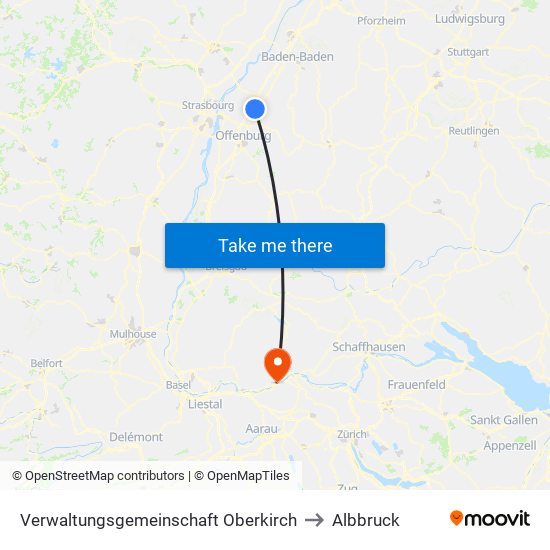 Verwaltungsgemeinschaft Oberkirch to Albbruck map