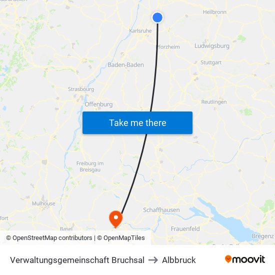 Verwaltungsgemeinschaft Bruchsal to Albbruck map