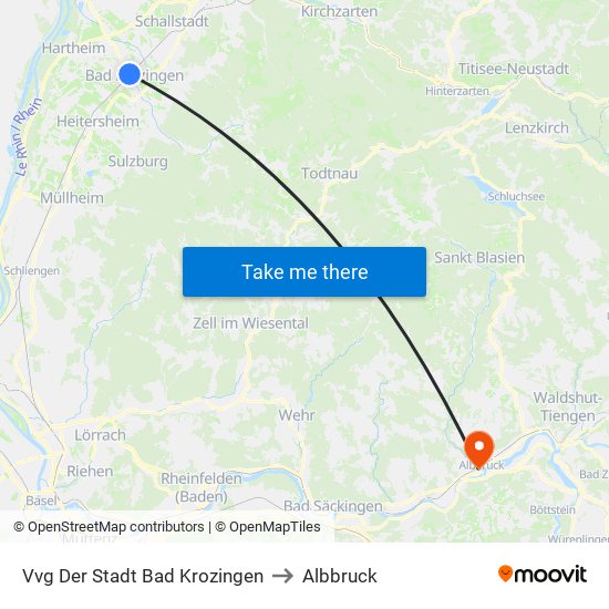 Vvg Der Stadt Bad Krozingen to Albbruck map