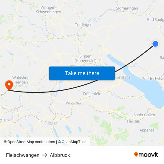 Fleischwangen to Albbruck map