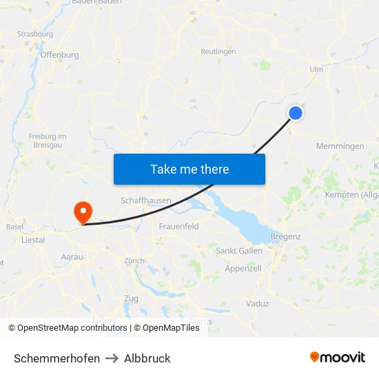 Schemmerhofen to Albbruck map