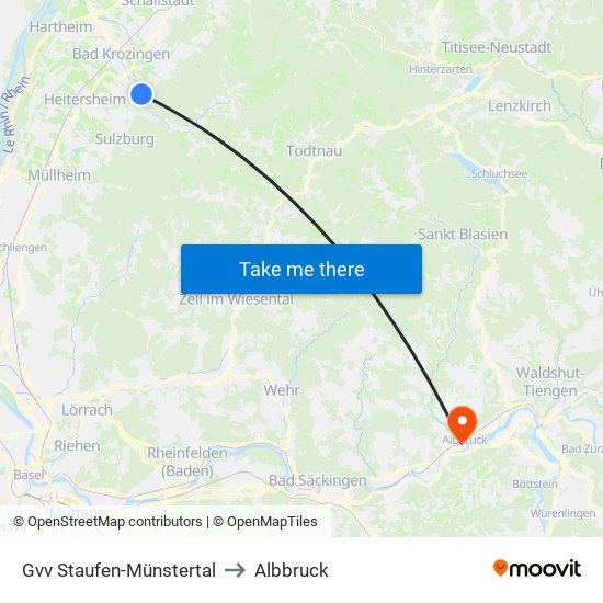 Gvv Staufen-Münstertal to Albbruck map