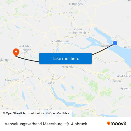 Verwaltungsverband Meersburg to Albbruck map