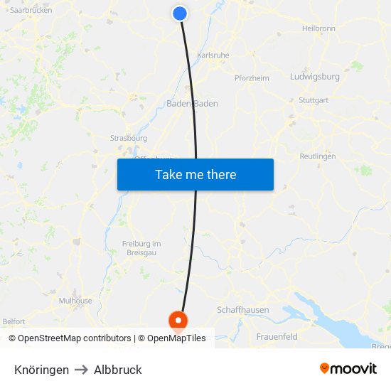 Knöringen to Albbruck map