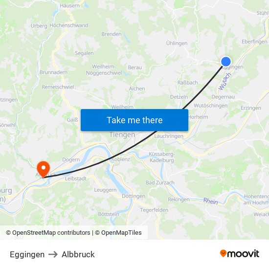 Eggingen to Albbruck map